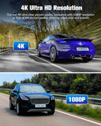 Dash Camera for Cars,4K Full UHD Car Camera Front Rear with 32GB Card,Built-in Super Night Vision,2.0'' IPS Screen,170°Wide A
