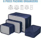 Mossio 6 Set Packing Cubes with Shoe Bag - Lightweight Travel Luggage Suitcase Organizers