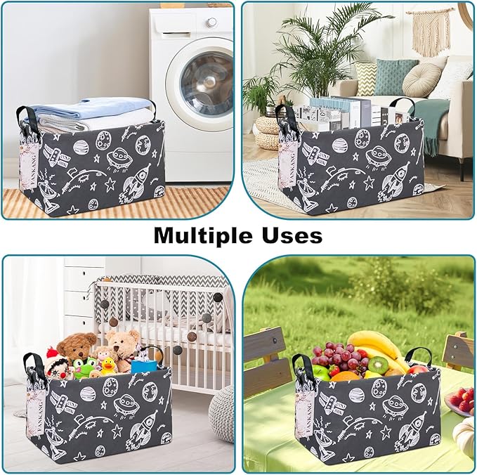 FANKANG Storage Basket,Nursery Hamper Canvas Laundry Basket Foldable with Waterproof PE Coating Storage, Office, Bedroom, Clo