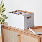 Amazon Basics Medium Duty Storage/Filing Boxes with Lid and Handles, Legal/Letter Size, 12-Pack, White, 16.2" L x 12.5" W x 1