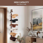 Cowboy Hat Rack Holder for Wall - Wild Western Style Design Hat Organizer with 6 Hat Hooks for Wall Mount, Hat Stand and Hang