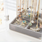Lolalet Earring Holder Organizer, Acrylic Jewelry Organizer Rotating Clear Earrings Display Box, Dust-proof Jewelry Storage C
