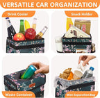 Car Trash Can for Car Cute, Bag Bin Hanging Waterproof Automotive Garbage Cans Leak Proof Vehicle Trash Can Navy Floral