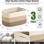 ICERZCZ Large Storage Baskets for Organizing Shelves, Woven Cotton Rope Bins for Baby Nursery Organization, Book Toy Towel Or