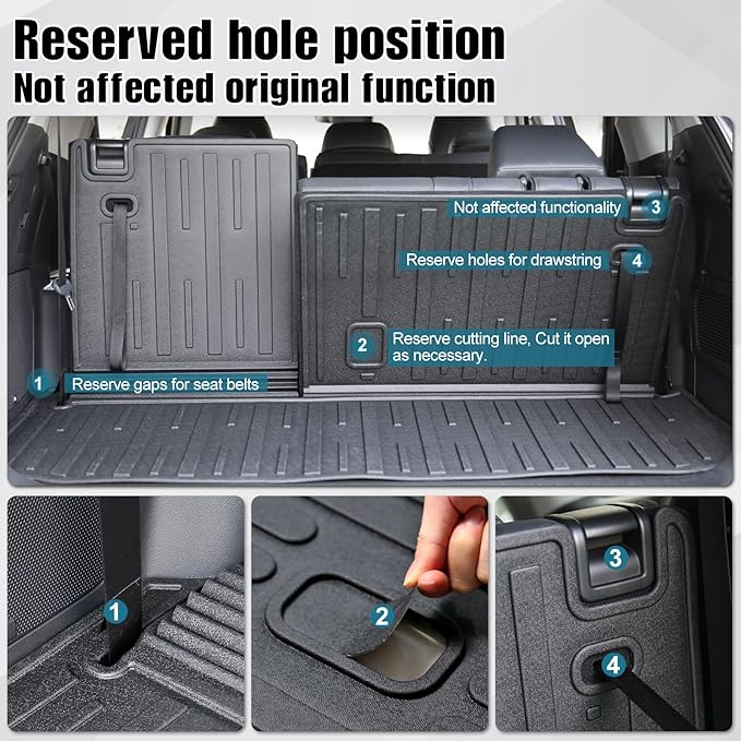 Cargo Mat with Backrest Mat for 2020-2024 2025 2026 Toyota Highlander Car Mat Accessories(Both Hybrid and Gas), TPE All Weather Cargo Liner with SeatBack Cover(Highlander-2 in 1 Trunk Mat)