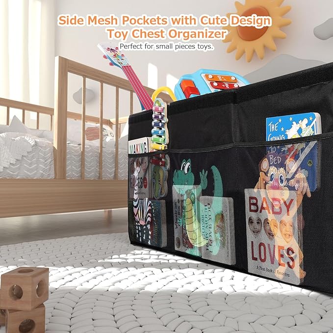 Extra Large Toy Box, Collapsible Sturdy Toy Storage Organizer with Lids, Dinosaur Storage Box for Boys Girls, 42"x16"x14" Kid