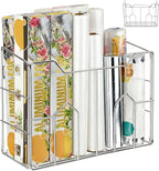 Cididu Kitchen Wrap Organizer Rack Wall Mount, Cabinet Door Organizer Storage, Wall Rack Basket Sturdy Steel Wire, Tall Insid