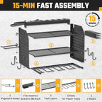 ZESEN Power Tool Organizer Wall Mount, 3 Layer Charging Station with 6 Outlets, 4 Drill Holders and Drill Bit Rack, Tool Hold
