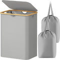 Lifewit 150L Laundry Basket with Lid, Clothes Hampers for Laundry with Bamboo Handles and 2 Removable Laundry Bags, Large Fol