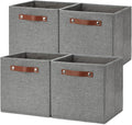 Temary 11 Inch Cube Storage Bins 4PCs Fabric Storage Cubes Storage Baskets Organizer with Handles, Foldable Baskets for Organ