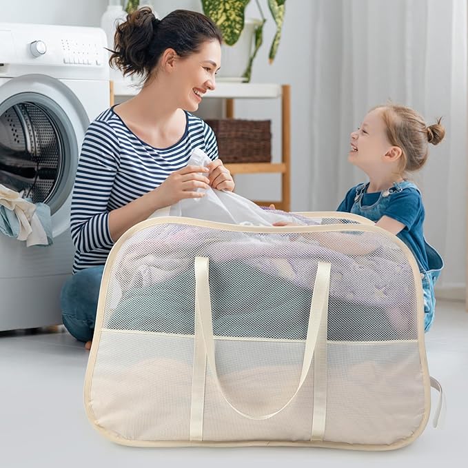 Collapsible Laundry Baskets with Easy Carry Handles, 95L Clothes Hamper for Storage, Foldable Laundry Basket Tear-proof, Larg