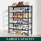 Smiry Shoe Rack, 5 Tier Bamboo Shoe Organizer, Stackable Free Standing Wooden Shoe Storage Shelf for Closet, Entryway, Front 