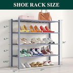 Smiry Shoe Rack, 4 Tier Bamboo Shoe Organizer, Stackable Free Standing Wooden Shoe Storage Shelf for Closet, Entryway, Front 