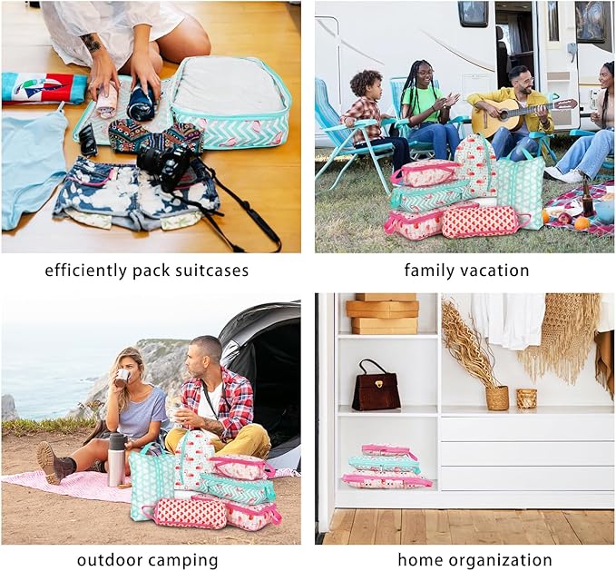 6 Pcs Compression Packing Cubes, Packing Cubes for Travel, Waterproof Luggage Organizer Bags Set, Cute Packaging Cubes for Wo