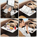 Angle Adjustable Car Steering Wheel Desk,3 in 1 Car Steering Wheel Tray,Car Laptop Mount | Car Reading Stand | Car Food Tray with Drinks Holder, Multipurpose Travel Car Accessories-White