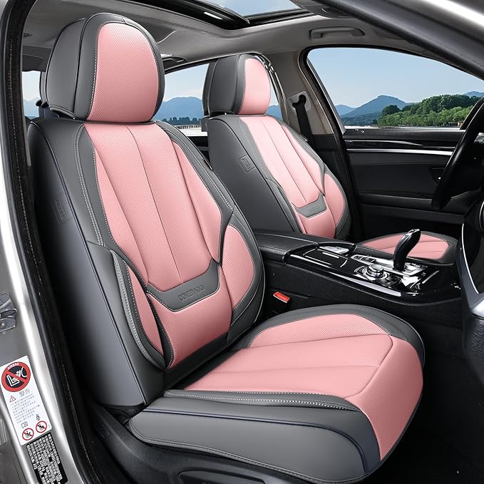 Coverado Seat Covers, Car Seat Covers Full Set, Leather Seat Covers for Cars, Car Seat Protector, Gray Car Seat Covers Front 