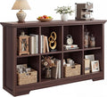 Aheaplus Wooden 8-Cube Storage Organizer with Charging Ports, Modern Cube Bookcase with Base, 3-Tier Floor Standing Open Cubb