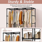 Wardrobe Closet, Quick and Easy Assembly, Black Large Capacity Portable Closet with 3 Hanging Rods 6 Storage Shelves and 8 Si