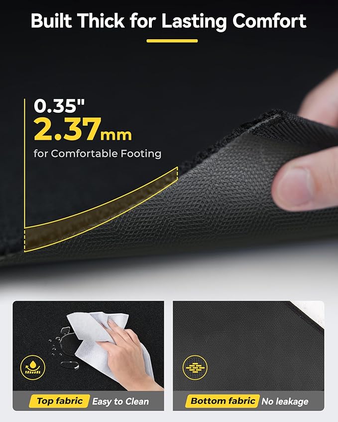 3W Floor Mats with Carpets for Mercedez Benz C-Class 2015-2021(for Sedan Only,Not fit Coupe and Cabriolet), TPE Floor Liner Thickened Carpet for Benz C Class C300/C400/C350e/C43 AMG/C63 AMG/C63 AMG S