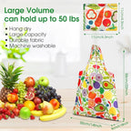 Eccliy 24 Pieces Reusable Grocery Bags Polyester Shopping Bags for Groceries Multi Colors Reusable Foldable Shopping Tote (Fruits Style)