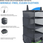 Grand Fusion Stow-N-Go Packing Organizer for Luggage, Portable Hanging Travel Shelves, Carry-On Closet, Hanging Packing Cubes