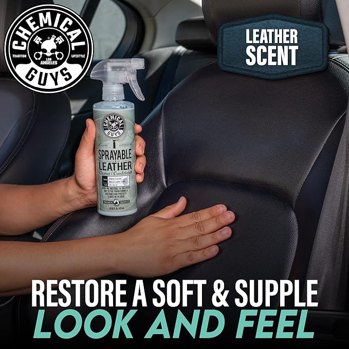 Chemical Guys SPI_103 Sprayable Leather Cleaner and Conditioner in One for Interiors, Apparel, and More (Works on Natural, Sy