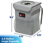 EPAuto Waterproof Car Trash Can with Lid and Storage Pockets, 2.5 Gallon Leakproof, Gray