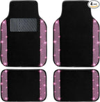 NBTEPEM Pink Bling Car Floor Mats Full Set, Universal Fit Most Cars,SUV, Trucks, 4 pcs Sparkle Glitter Diamond Carpet for Women Girls with Anti-Slip Pad (Pink Diamond)