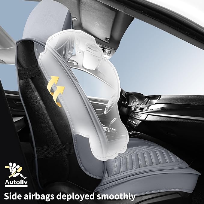Nappa Leather Car Seat Covers Full Set, Gray Car seat Protector 5 Seats, Waterproof Car Seat Cushion, Universal Automotive Se