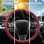 【2025 Model】 Breathable Soft Leather Car Steering Wheel Cover for Men Women, Non-Slip, Comfortable,Universal 15 inches Steeri