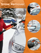 34" Extendable Ice Scrapers for Car Windshield 2-in-1 Snow Brush for Car Snow Scraper for Car Snow Scraper and Drush with Ergonomic Foam Grip for Cars, Trucks, SUVs with 360° Pivoting Brush Head Blue