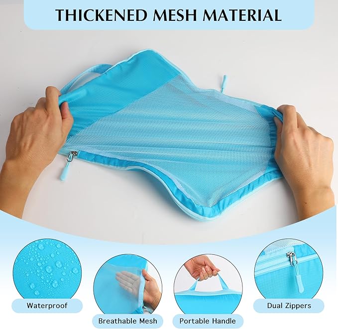 PFEYRPK Lightweight Compression Packing Cubes for Suitcases, Compressible Expandable Travel Packing Organizer with Clear Toil
