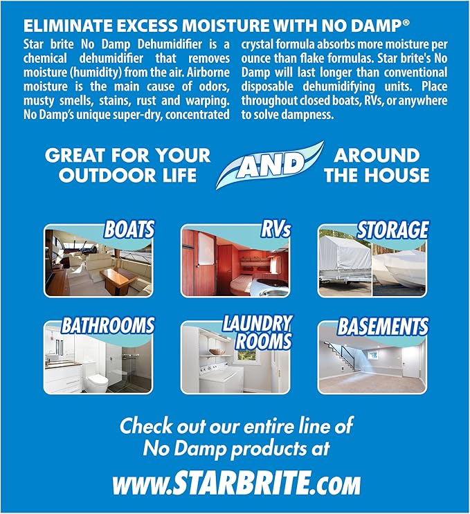STAR BRITE No Damp Moisture Absorber & Dehumidifier - Simple, Portable, Humidity Control for Boats, RVs, Seasonal Homes &