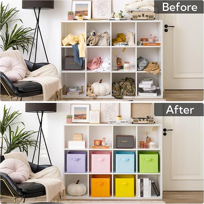 GRANNY SAYS 11x11 storage cubes for shelves, Rainbow-colored Storage Boxes for Cube Storage, 11-inch Cube Storage Bins for Or