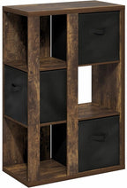 Furinno Viola Book Shelf, 3-Tier Bookshelf, Cube Storage Organizer Bookcase with Open Shelf, with Storage Bins, 13.6 x 29.3 x