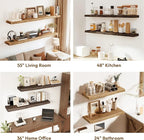 Vivelove Live Edge Floating Shelves Solid Wood, 48 Inch Set of 1, Elm Shelves for Wall with Invisible Bracket for Living Room