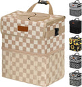Car Trash Can Bin with Lid Hanging for Back Seat, Car Accessories for Women Men Leak Proof Automotive Garbage Cans Leakproof Vehicle Trash Can for Truck SUV,Khaki Checkered