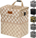 Car Trash Can Bin with Lid Hanging for Back Seat, Car Accessories for Women Men Leak Proof Automotive Garbage Cans Leakproof Vehicle Trash Can for Truck SUV,Khaki Checkered