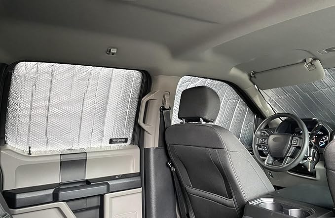 Side Window Front Seat Sunshade Custom Fit for 2017 2018 2019 2020 2021 2022 Ford Super Duty F-250 F250 F-350 F350 - Regular Cab, Super Cab, Super Crew Cab - 2Dr 4Dr (Set of 2) (NOT for E-Series)