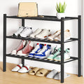 Smiry Shoe Rack, 3 Tier Bamboo Shoe Organizer, Stackable Free Standing Wooden Shoe Storage Shelf for Closet, Entryway, Front 