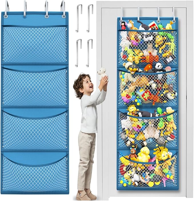 Honeyera Storage for Stuffed Animal - Over Door Organizer for Stuffies, Baby Accessories, and Toy Plush/Easy Installation wit