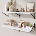 Deep Floating Shelves for Wall,36" Wx10 D Wood Wall Shelves with Metal Brackets,Hanging Storage Floating Shelf for Living Roo