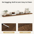Fun Memories Rustic Wood Floating Shelves for Wall, Space-Saving Wall Mounted Shelves for Bathroom, Bedroom, Living Room and 