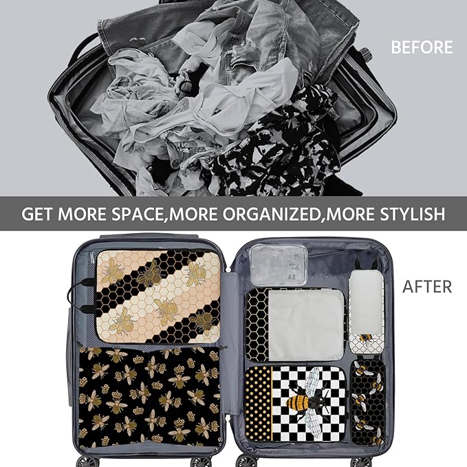 7 Pcs Compression Packing Cubes for Travel, Waterproof Suitcase Luggage Backpack Organizer with Toiletry Bag Travel Essential