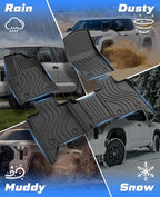 Sunsdrew Floor Mats for 2022-2025 2026 Toyota Tundra CrewMax Cab, All Weather Floor Liners for Tundra Accessories, 3PCS Front Rear 2 Rows Car Mats TPE Rubber Raised Edge