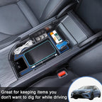 TOPINSTALL Blue Center Console Tray Compatible with 2018-2024 Toyota Camry XLE XSE and 2020-2023 2024 Camry LE SE with Dual USB Ports, Interior Accessories Armrest Console Organizer (Not for 2025)