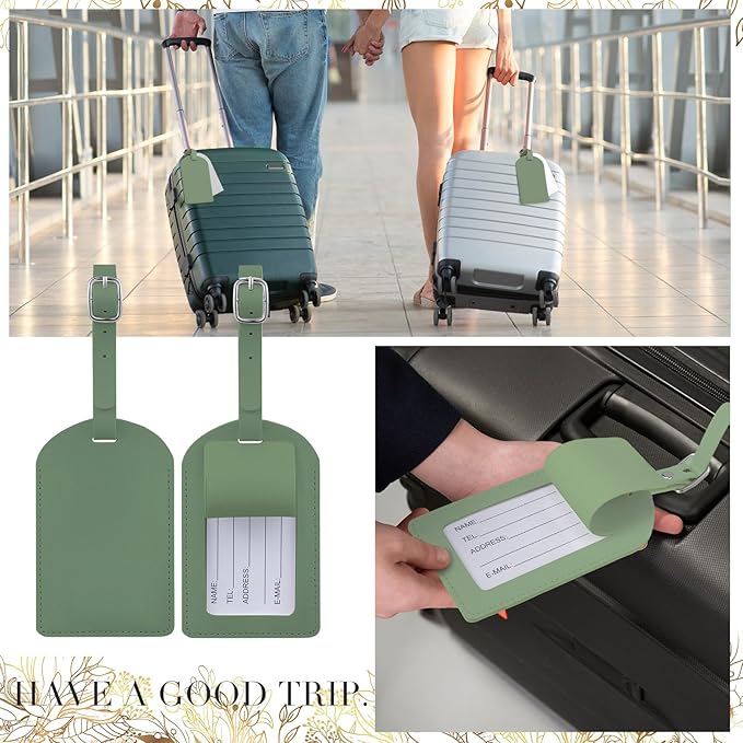 Amylove 48 Sets Leather Luggage Tags Bulk Wedding Favors Luggage Tags for Guests Bridal Gifts Wedding Bridal Shower Gift PU L