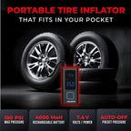 POCKET AIR Tire Inflator Portable Air Compressor by Bullseye Pro for Tires, Balls, Bike with Persta Valve, Auto Shut Off, Inflates in 2 Min, Cordless Rechargeable 4000MAH,100 PSI, SoS Light