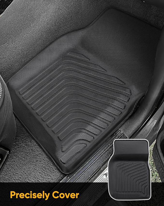 All Weather Floor Mats for Ford F150/Ford Bronco 1980-1996, F-250/F350 1980-1997 Classic Ford Truck Accessories 1980-1986 1987 1988 1989 1990 1991 1992-1996 Waterproof Nonslip TPE Liner Cover Black