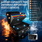 Fireproof Document Box, Hard Case Fireproof File Organizer Box with Lock and 13 Pocket Accordion File Folder, Portable Safe B